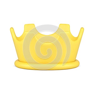 Yellow monarchy crown classic antique king queen headdress realistic 3d icon vector illustration