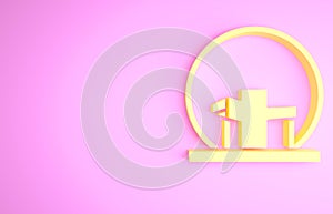Yellow Montreal Biosphere icon isolated on pink background. Minimalism concept. 3d illustration 3D render