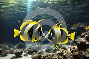 The Yellow Moorish Idol A Tropical Fish. ai generative