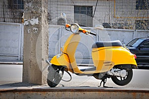 Yellow moped