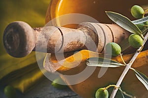 Yellow mortar to make a sauce called allioli, typical of Catalonia. Spain