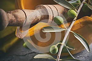 Yellow mortar to make a sauce called allioli, typical of Catalonia. Spain