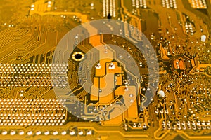 Yellow motherboard backside