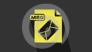 Yellow MSG file document. Download msg button icon isolated on grey background. MSG file symbol. 4K Video motion graphic