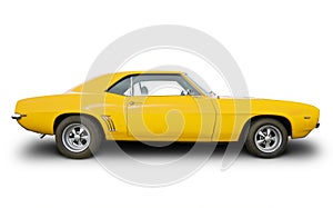 Yellow muscle car