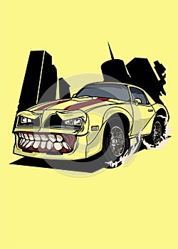 YELLOW MUSCLE CAR MONSTER