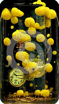 yellow mushroom glass jar world