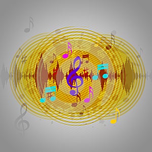 Yellow Music Background Means Discs Playing Or Tune