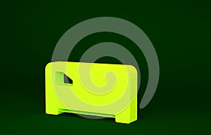 Yellow Music synthesizer icon isolated on green background. Electronic piano. Minimalism concept. 3d illustration 3D