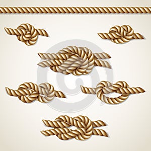Yellow nautical rope knots set over beige background