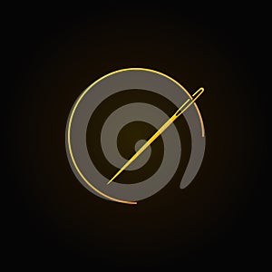 Yellow needle with thread vector icon