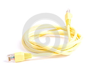 Yellow Network Cable with molded RJ45 plug