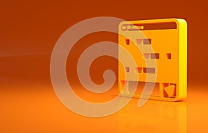 Yellow New chat messages notification on laptop icon isolated on orange background. Smartphone chatting sms messages