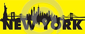 Yellow New York City Skyline Vector