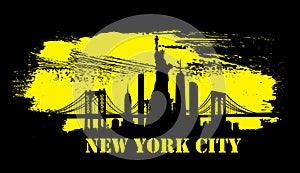 Yellow New York City skyline Vector