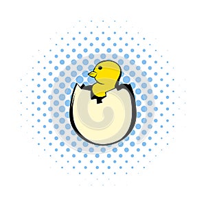 Yellow newborn chicken hatched from the egg icon