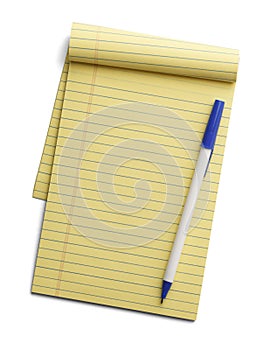 Yellow Note Pad and Pen