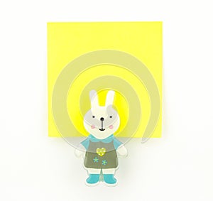 Yellow note pad with rabbit clip