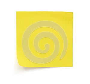 Yellow note paper isolated on white background with clipping path