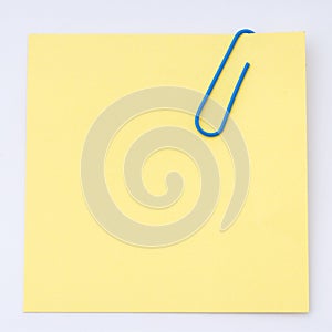 Yellow Note Paper With Paper Clip