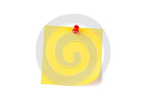 Yellow note paper with red pin