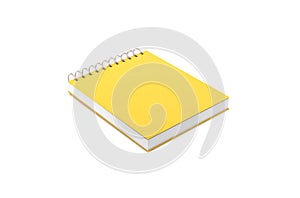 Yellow Notebook 3d Rendering on white