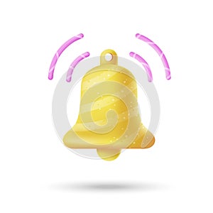 Yellow notification bell is ringing. 3d icon set alert and alarm icons. for social media reminder. vector illustration.