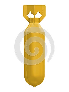 Yellow nuke or nuclear bomb from world war two isolated on a white background 3d rendering photo