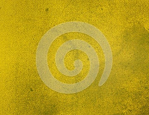 Yellow ocherous abstract textured background texture to the point with bright spots of paint. Blank background design banner.