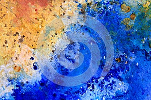 Yellow Ochre with Blue Watercolor Textures 6 photo