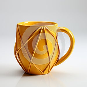 Yellow Octahedron Mug With 3d Design - Unique And Stylish