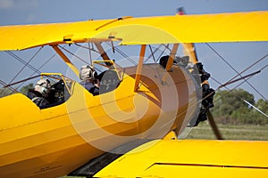 Yellow old aeroplane photo