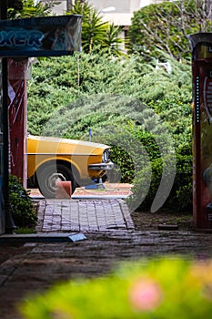 Yellow old car