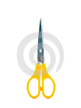 Yellow old scissors isolated