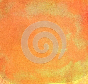 Yellow orange, abstract background paper texture with watercolor stain paint art.