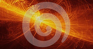 Yellow And Orange Abstract Lines Curves Particles Background