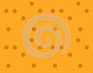 Yellow, orange beehive background. Honeycomb, bees hive cells pattern. Bee honey shapes. Vector geometric seamless