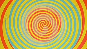 Yellow, orange and blue Spirals Rotating Optical Illusion Moving Abstract Art Seamless loop Motion Background Animation