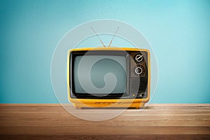 Yellow Orange color old vintage retro Television