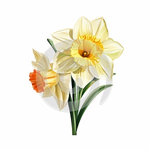 Yellow And Orange Daffodil Flower Clipart On White Background