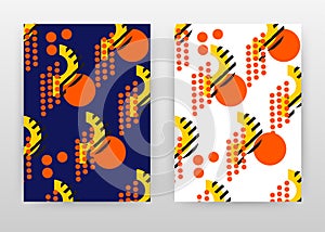Yellow orange dotted design for annual report, brochure, flyer, poster. Abstract orange blue background vector illustration for