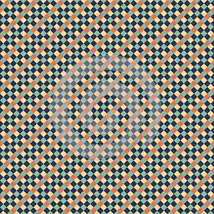 Yellow Orange Green Black Seamless Small Diagonal French Checkered Pattern. Little Inclined Colorful Fabric Check Pattern