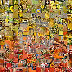 YELLOW ORANGE patchwork photomontage background