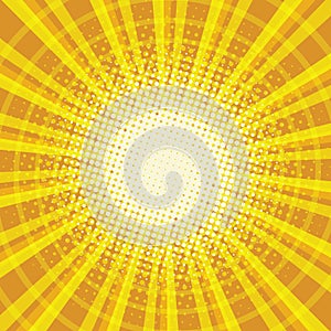 Yellow orange rays pop art retro vintage background