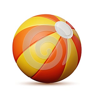 Yellow-orange realistik beach ball siolated on white