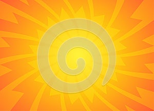 Yellow orange sun pop art retro rays background