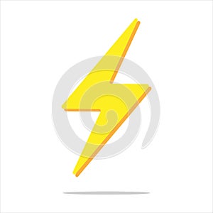 Yellow orange thunder and bolt lighting flash. Vector icon. Cartoon minimal style