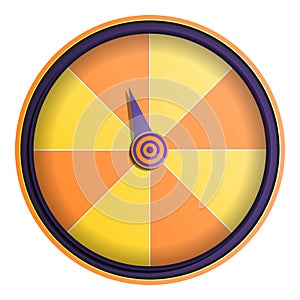 Yellow orange wheel fortune icon, cartoon style