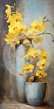 Yellow Orchids: A Stunning Oil Painting Inspired By Anna Dittmann And Dmitry Spiros