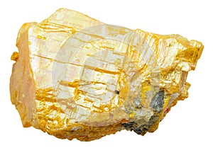 Yellow orpiment stone isolated on white photo